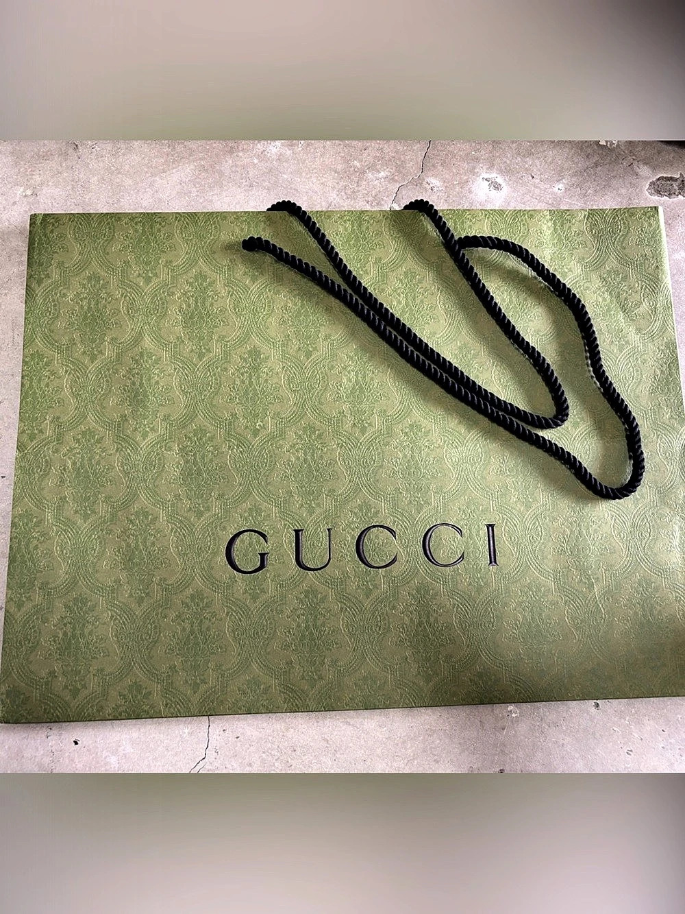 Gucci Green Designer Paper Shopping Bag Green